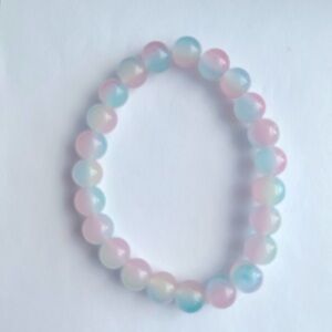 Pastel Pink & Blue Beaded Stretch Bracelet. Great for Babyshower.